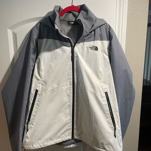 The North Face Women’s Gray and White Rain Jacket Waterproof